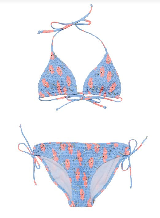 Beach Bloom Shirred Triangle Swimsuit