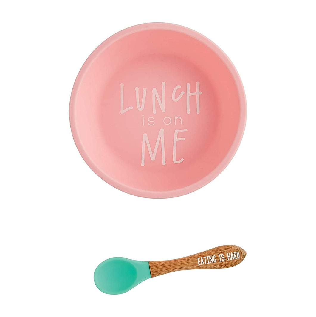 Pink Bowl and Spoon Set